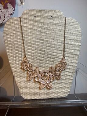Rose Gold Filigree Bib Necklace